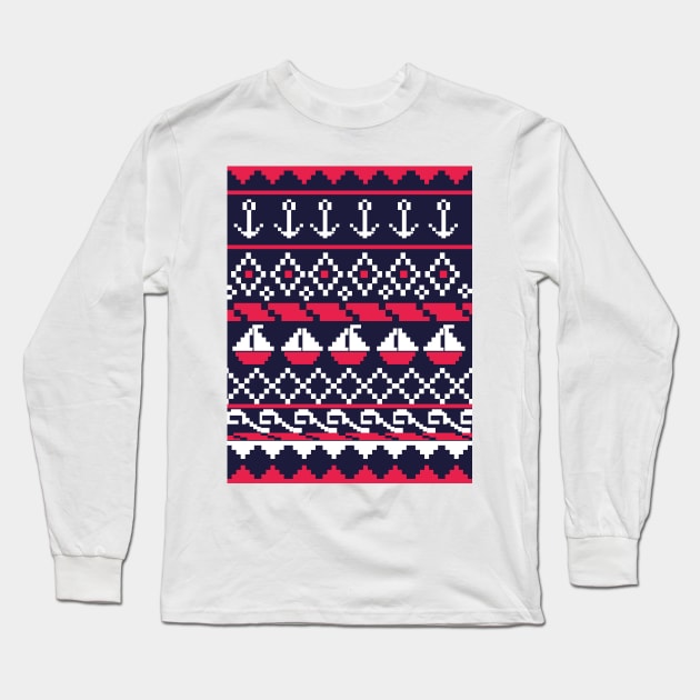 Nautical Cross stitch Long Sleeve T-Shirt by nickemporium1